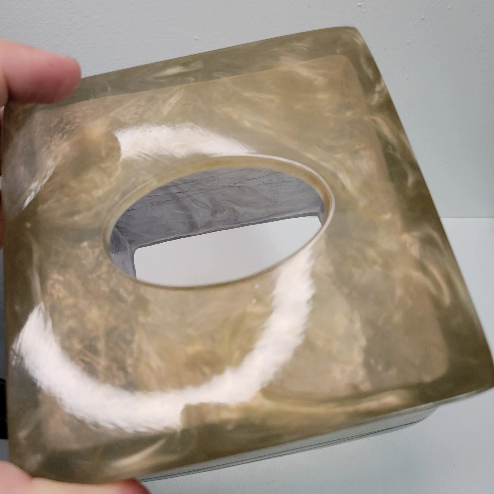 Bacova Guild Tissue Box Cube Cover Acrylic Translucent - Gemstone blue/brown $60 | eBay