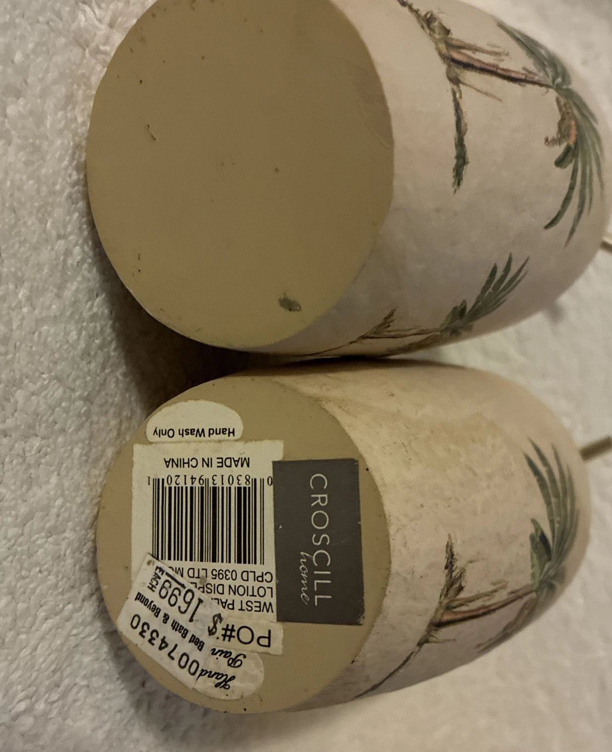 Croscill Tissue Box Cover And Two Soap Dispensers West Palm Trees Hand painted | eBay