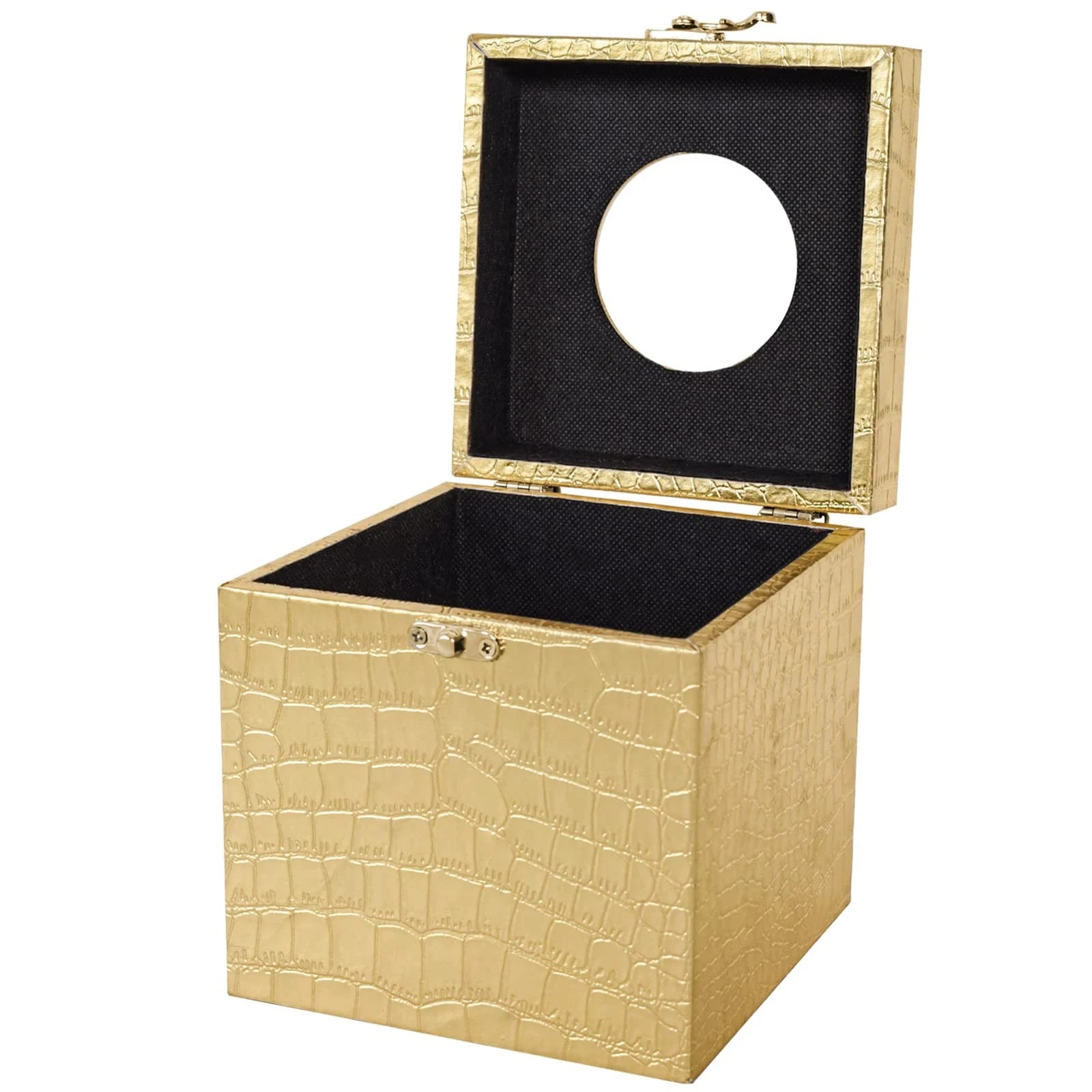 Modern Elegant Gold Tissue Box Cover Square, Gold Crocodile Leather Tissue Bo... | eBay