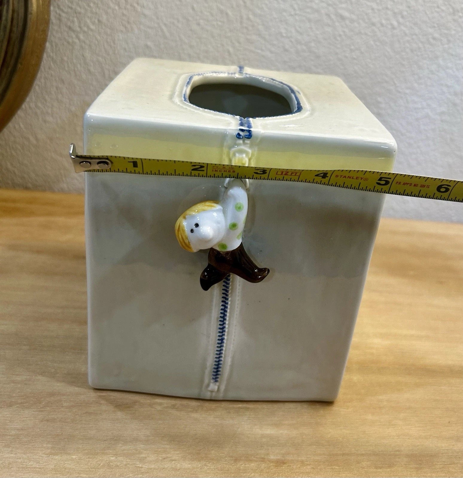 Fitz And Floyd Square Tissue Cover with Boy Hanging From Zipper | eBay