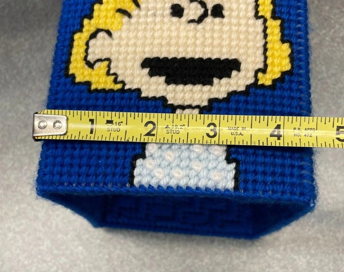 Peanuts Lucy Handmade 5.5" Plastic Canvas Tissue Box Holder Sewn Blue | eBay