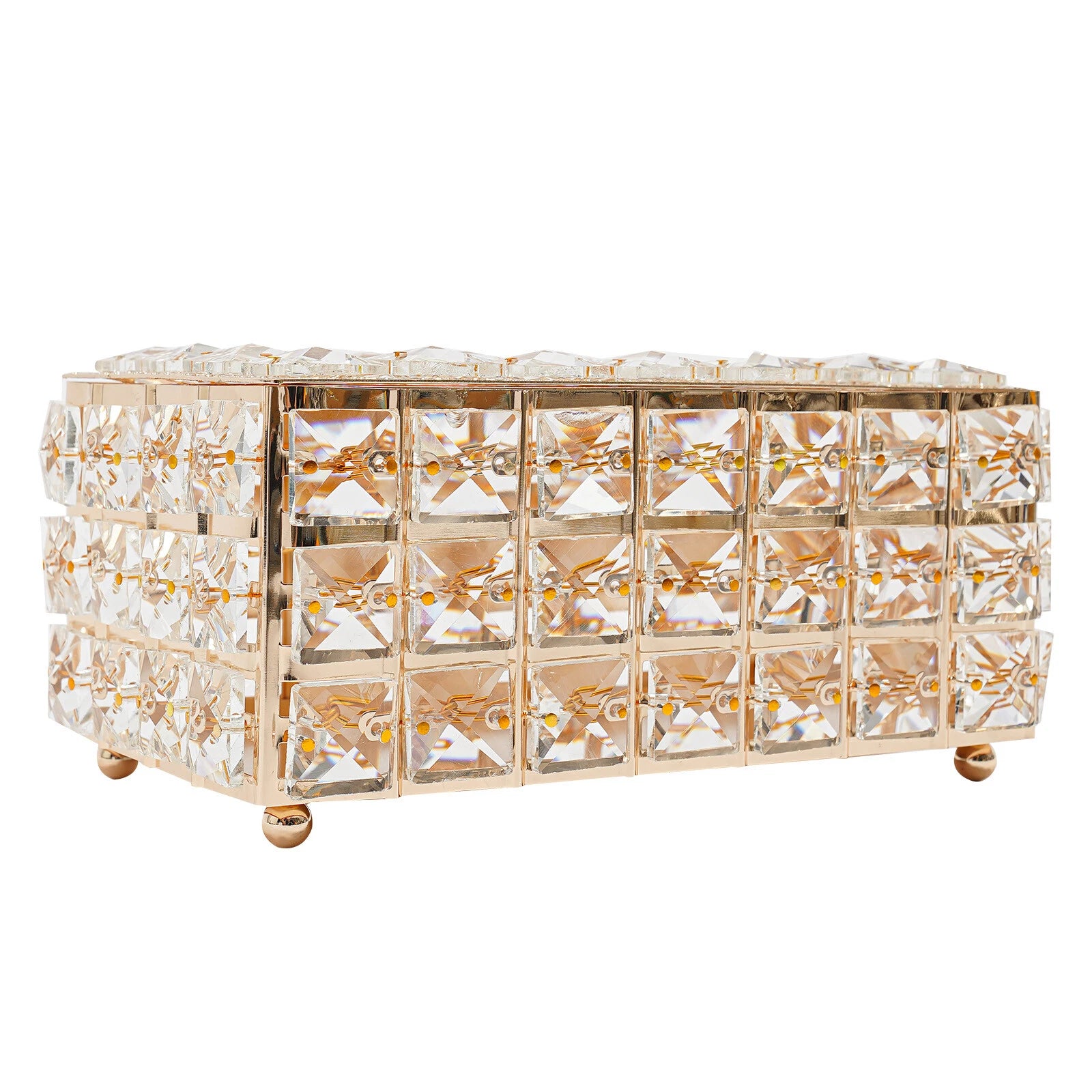 Tabletop Crystal Tissue Box Gold Paper Box Home Crystal Napkin Holder Round Pad | eBay
