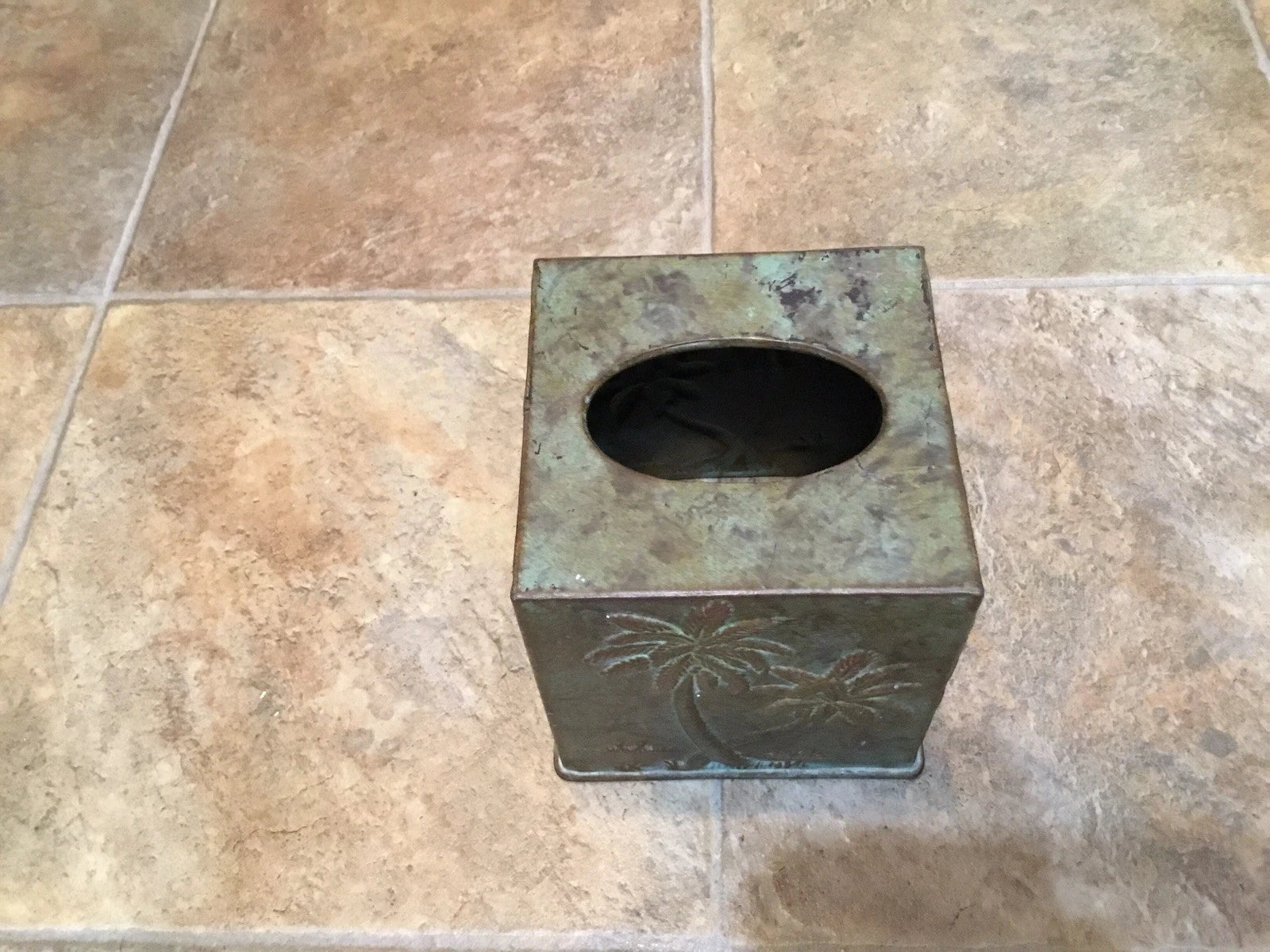 Metal Tissue Box Cover Palm Trees Beach House Decor Distressed | eBay