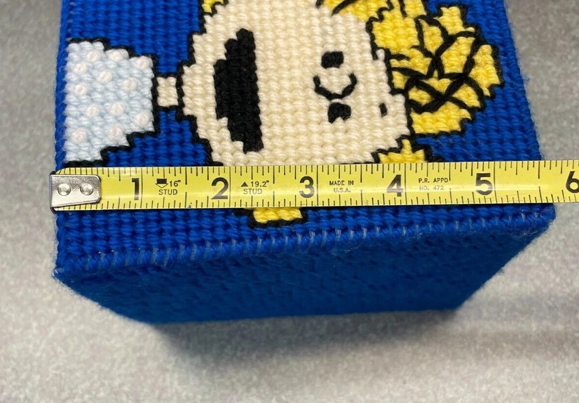 Peanuts Lucy Handmade 5.5" Plastic Canvas Tissue Box Holder Sewn Blue | eBay