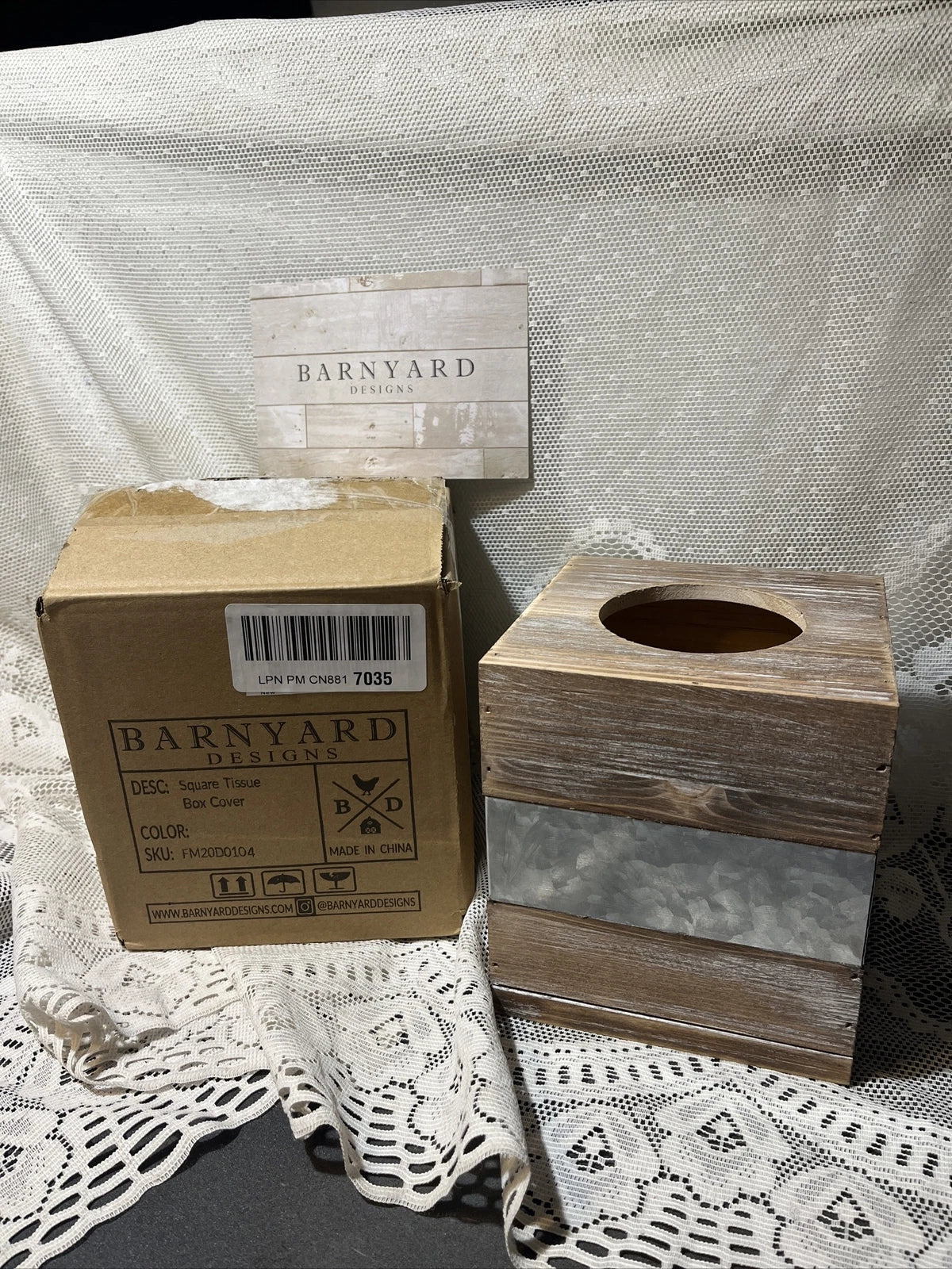 Rustic Metal and Distressed Wood Square Tissue Box Cover Barnyard Designs New | eBay