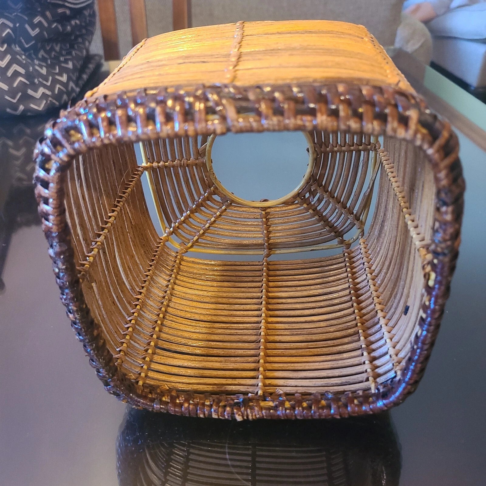 Tissue box holder in wicker rattan. 2 tone. Boho. | eBay