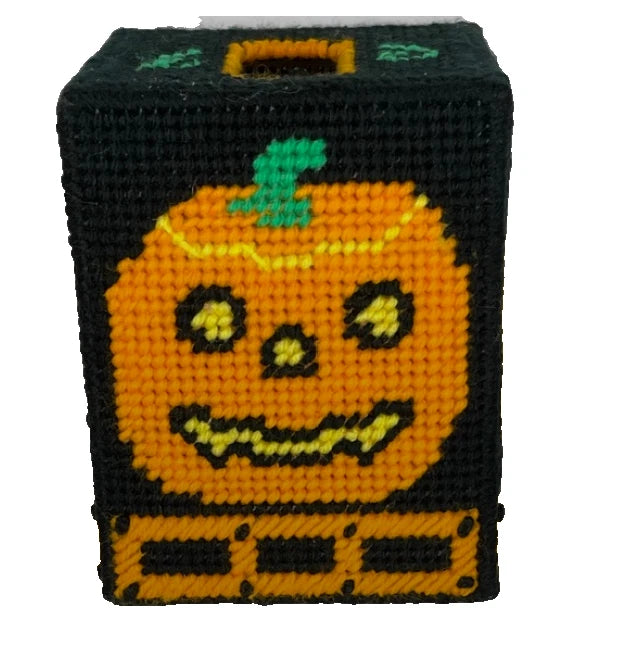 Pumpkin Jack O Lantern Halloween Plastic Canvas Tissue Box Holder | eBay