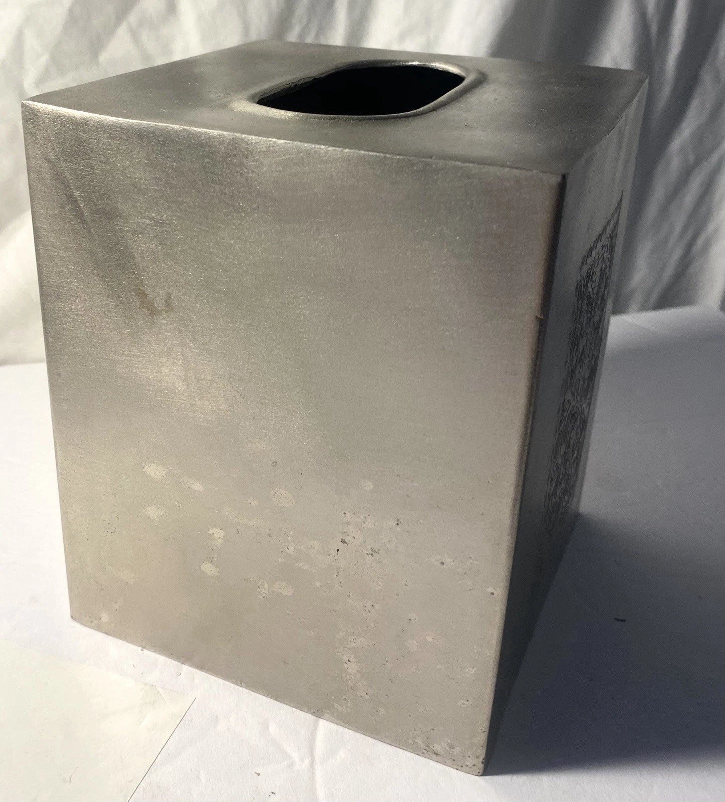 Silver Metal Tissue Box Cover With Design On 2 Sides | eBay