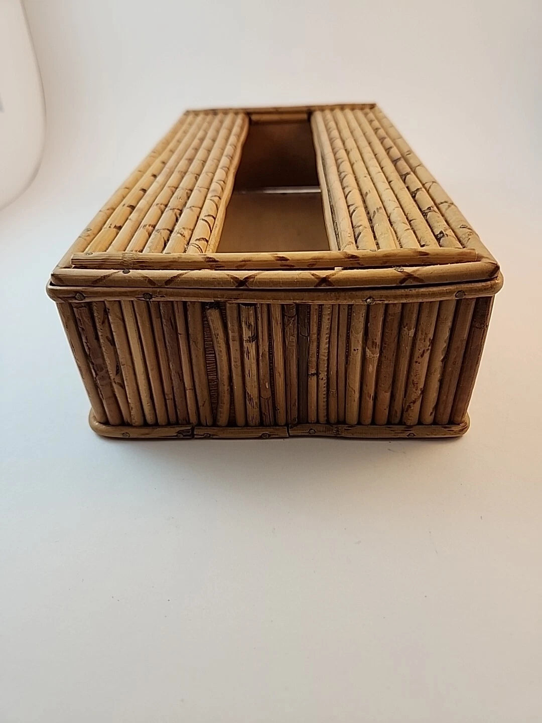 Boho Burnt Bamboo Rectangle Tissue Box Cover With Slid Out Bottom Tiki Bar | eBay
