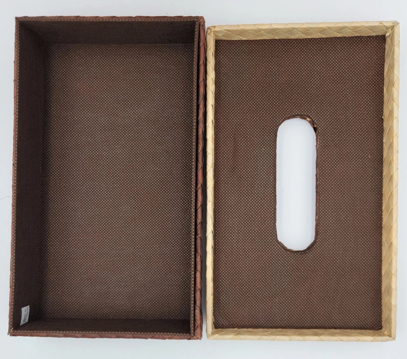 Retro Woven Rectangular Tissue Box Cover In Brown & Beige Natural Fiber Design | eBay