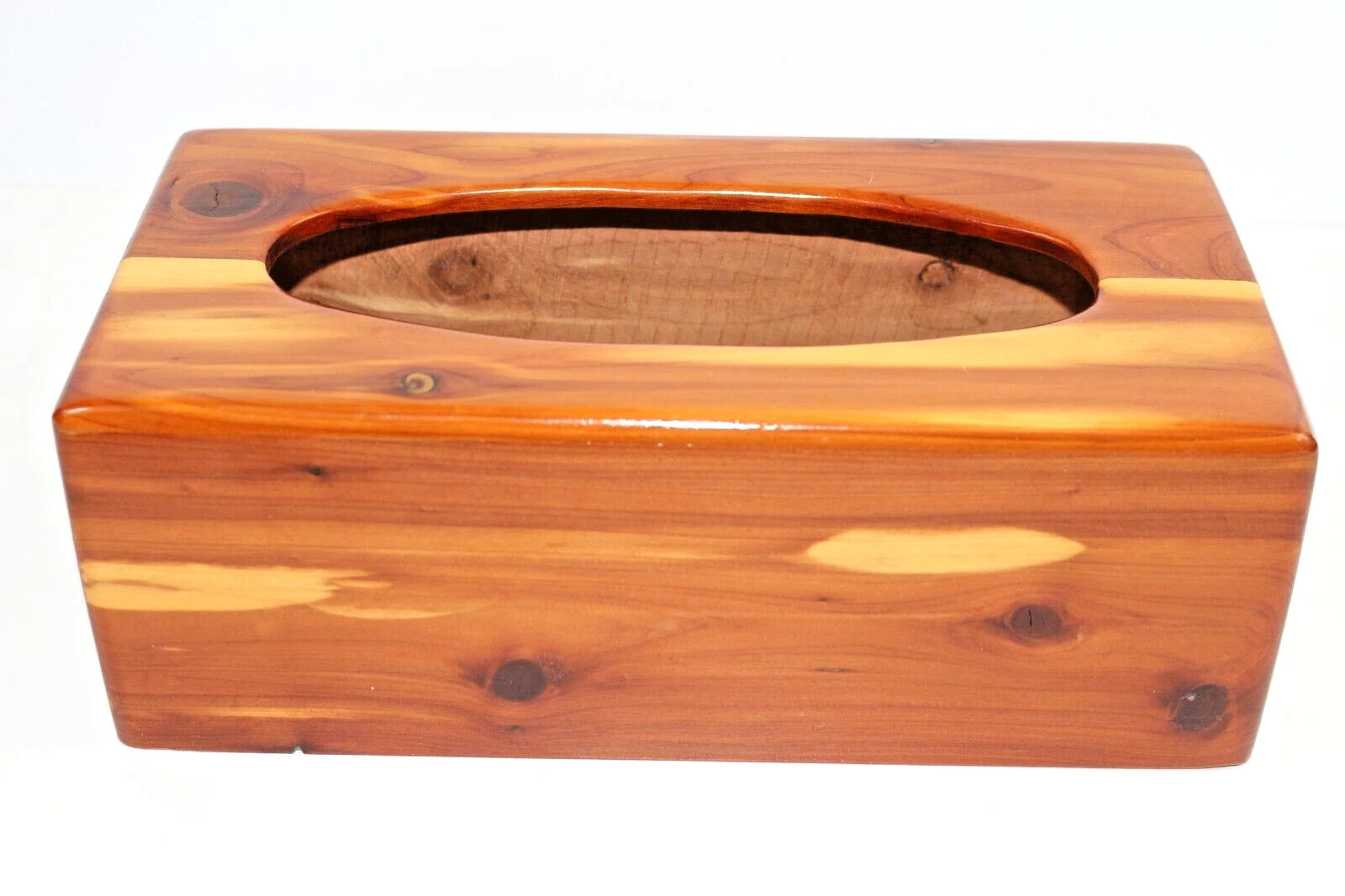 Vintage Cedar Wood Tissue Box Cover 10-1/2" X 5-3/8" X3-5/8" Oval Opening | eBay