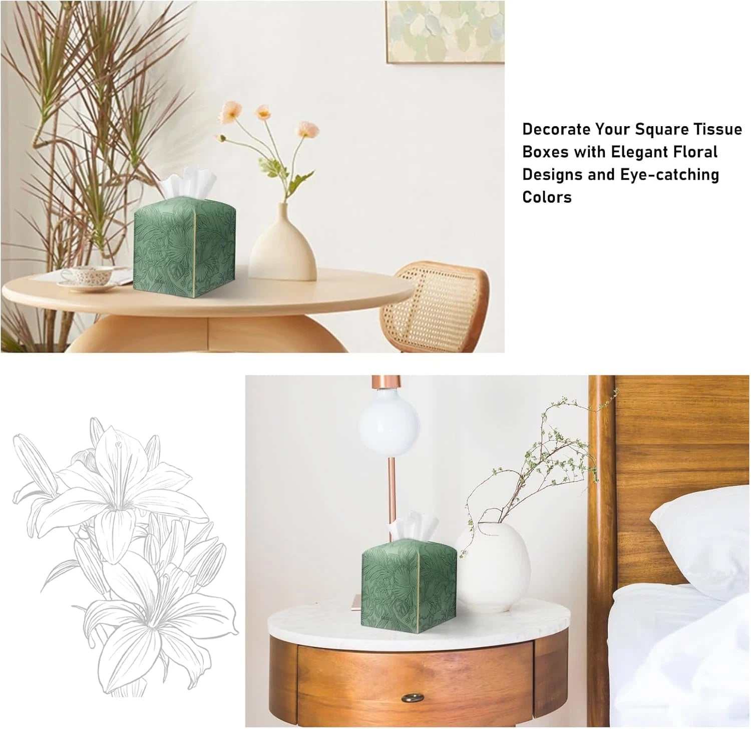 Tissue Box Holder Cover Square Tissue Cube Cover PU Leather Tissue Organizer wit | eBay