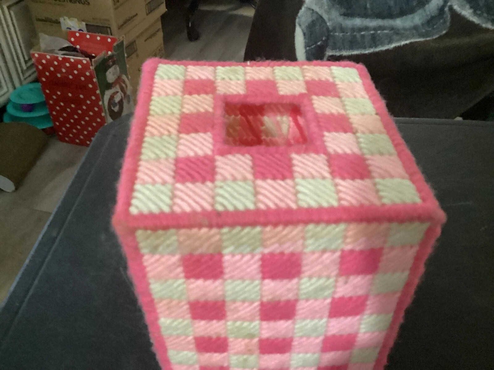 Homemade Pink and White Square Tissue Box Cover | eBay