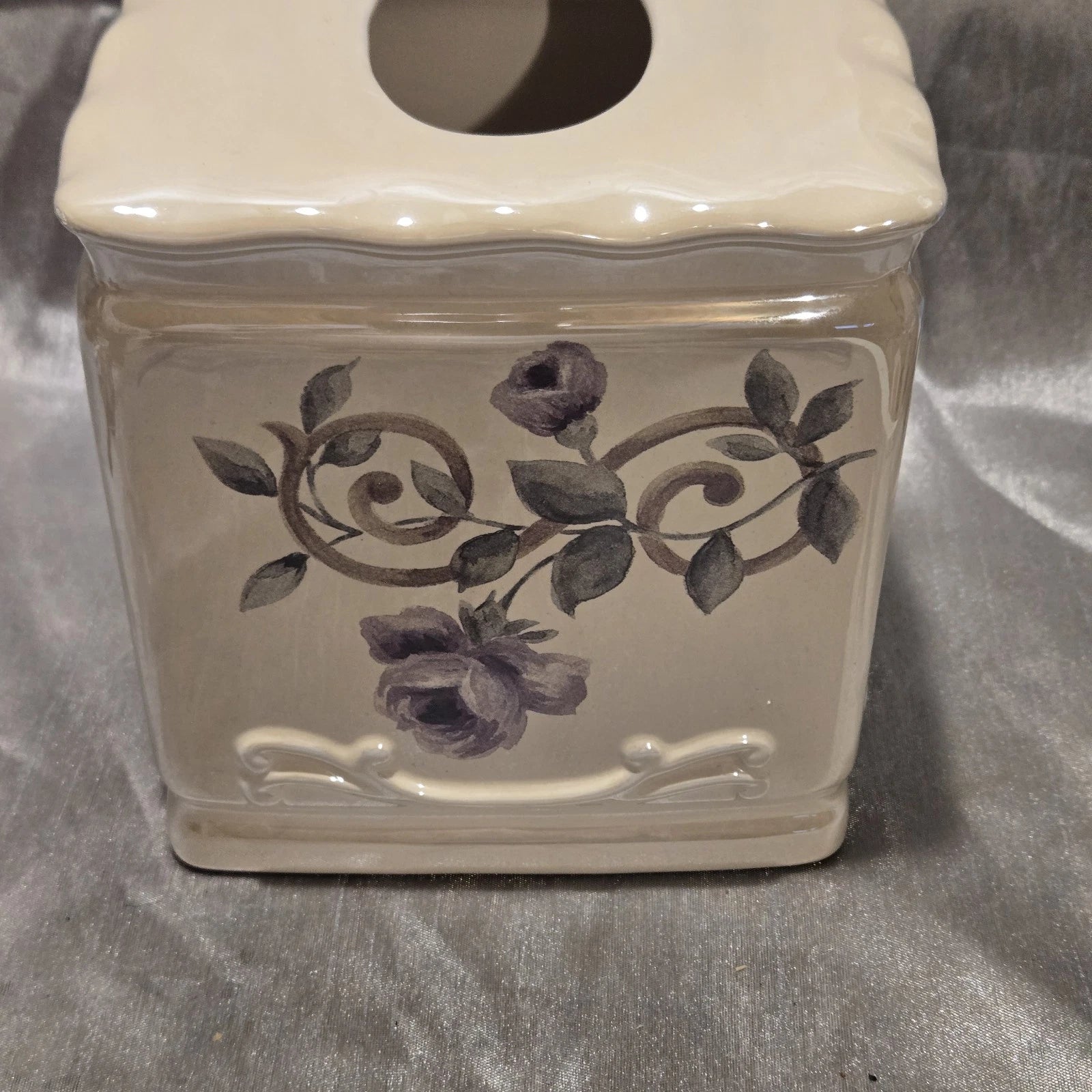 Crosscil TISSUE BOX COVER CASSIS CERAMIC FLORAL 6x6x6" | eBay