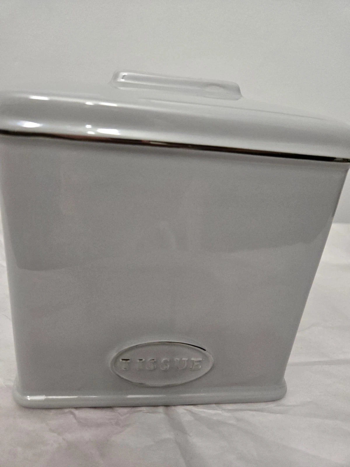 Porcelain Gray And Silver Tissue Holder | eBay