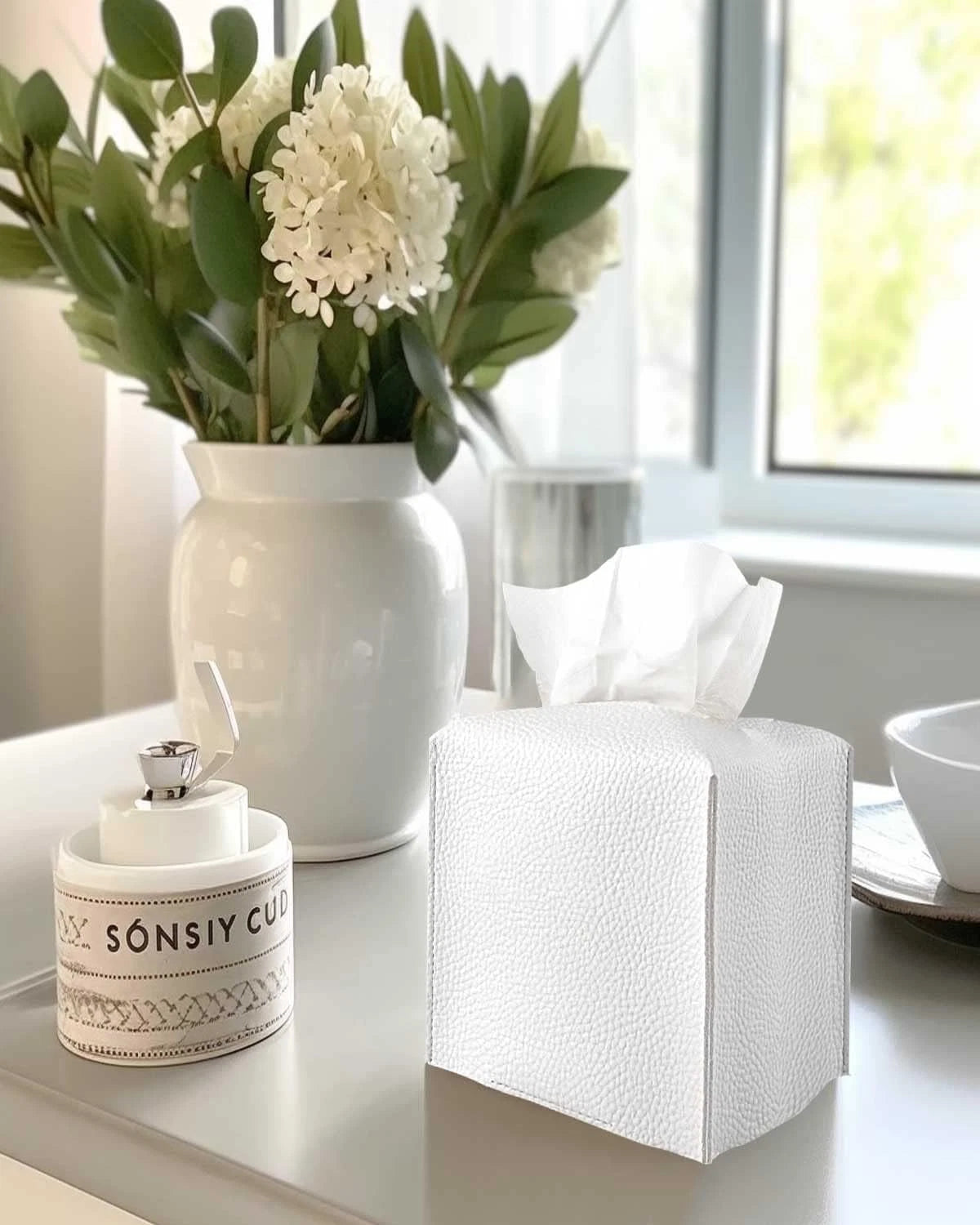 Tissue Holder White Tissue Box Cover – Square Leather Tissue Cover Box with Bott | eBay