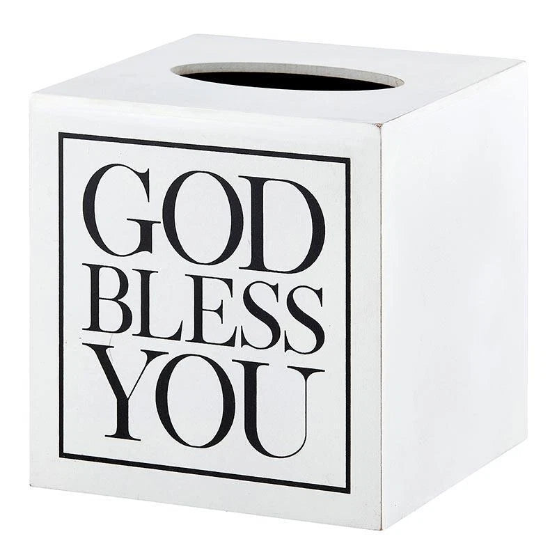 Square Tissue Box Cover White with Black Text Size 5.5in SQ x 5.75in H Pack of 2 | eBay