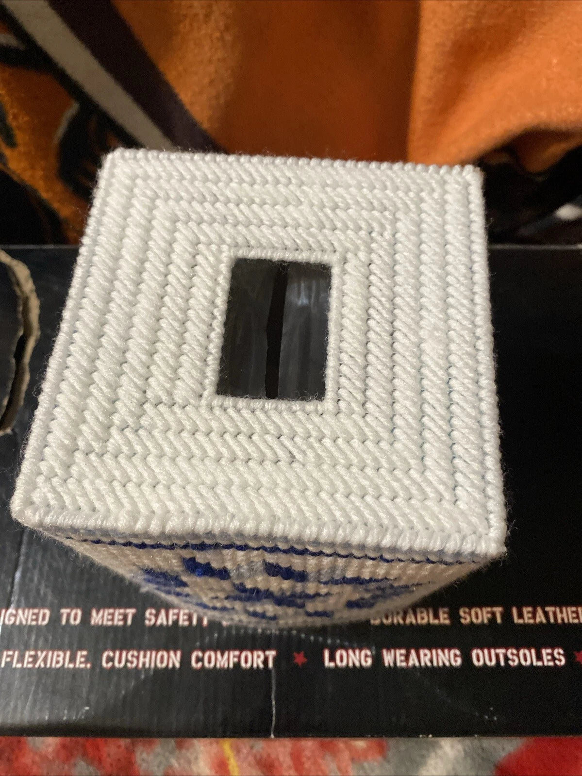 Handmade Tissue Box Cover Two- Tone Blue Abstract Design. New | eBay