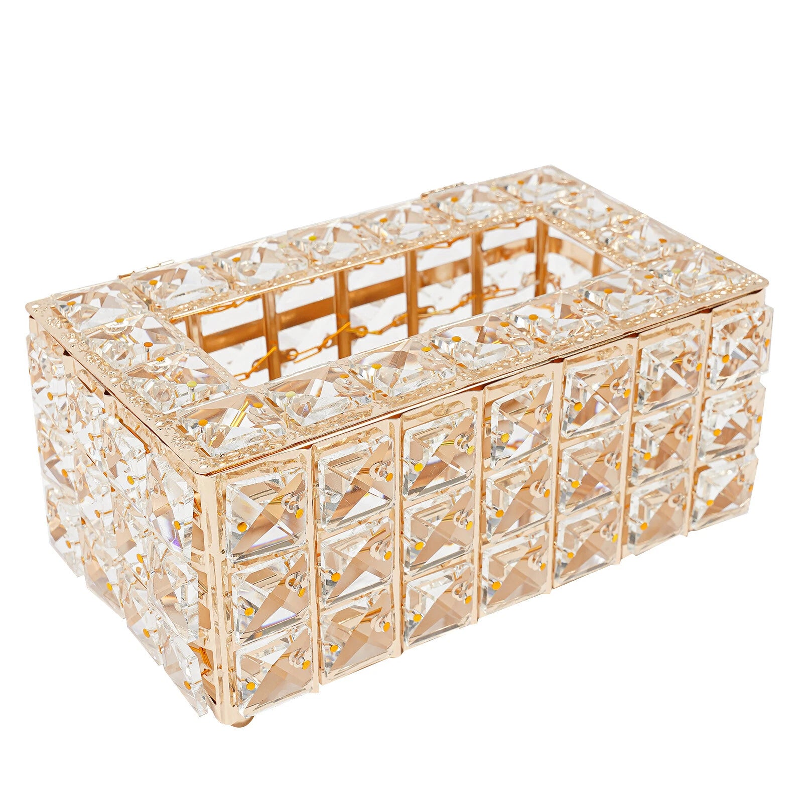 Tabletop Crystal Tissue Box Gold Paper Box Home Crystal Napkin Holder Round Pad | eBay