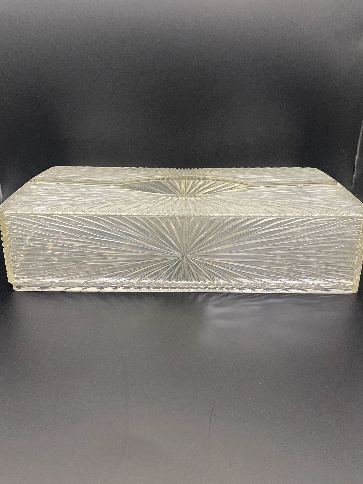 Vtg Home Decor Clear Lucite Starburst Tissue Box Holder Hollywood Regency GUC | eBay