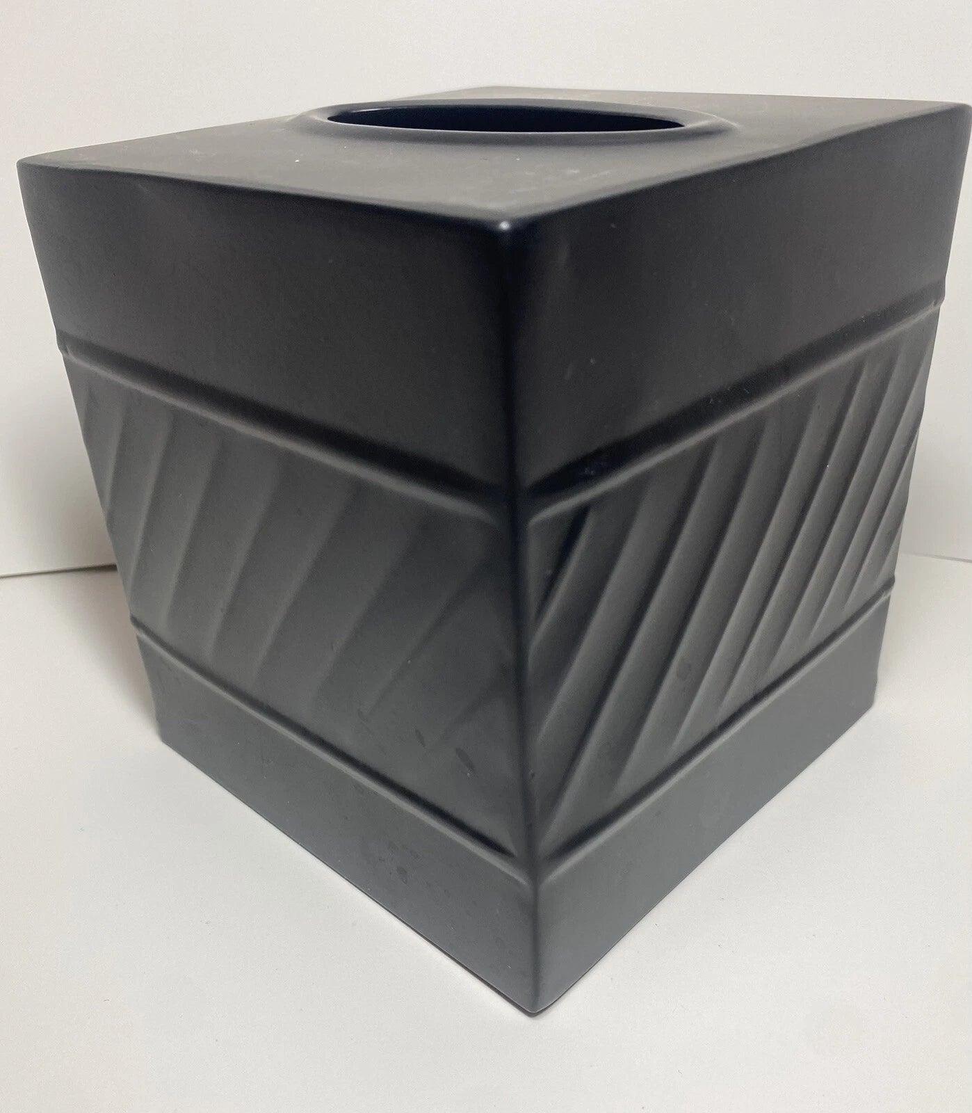 Metal Tissue Box Cover MATTE BLACK Square 5” X 5” X 5.25H Hammered Design | eBay