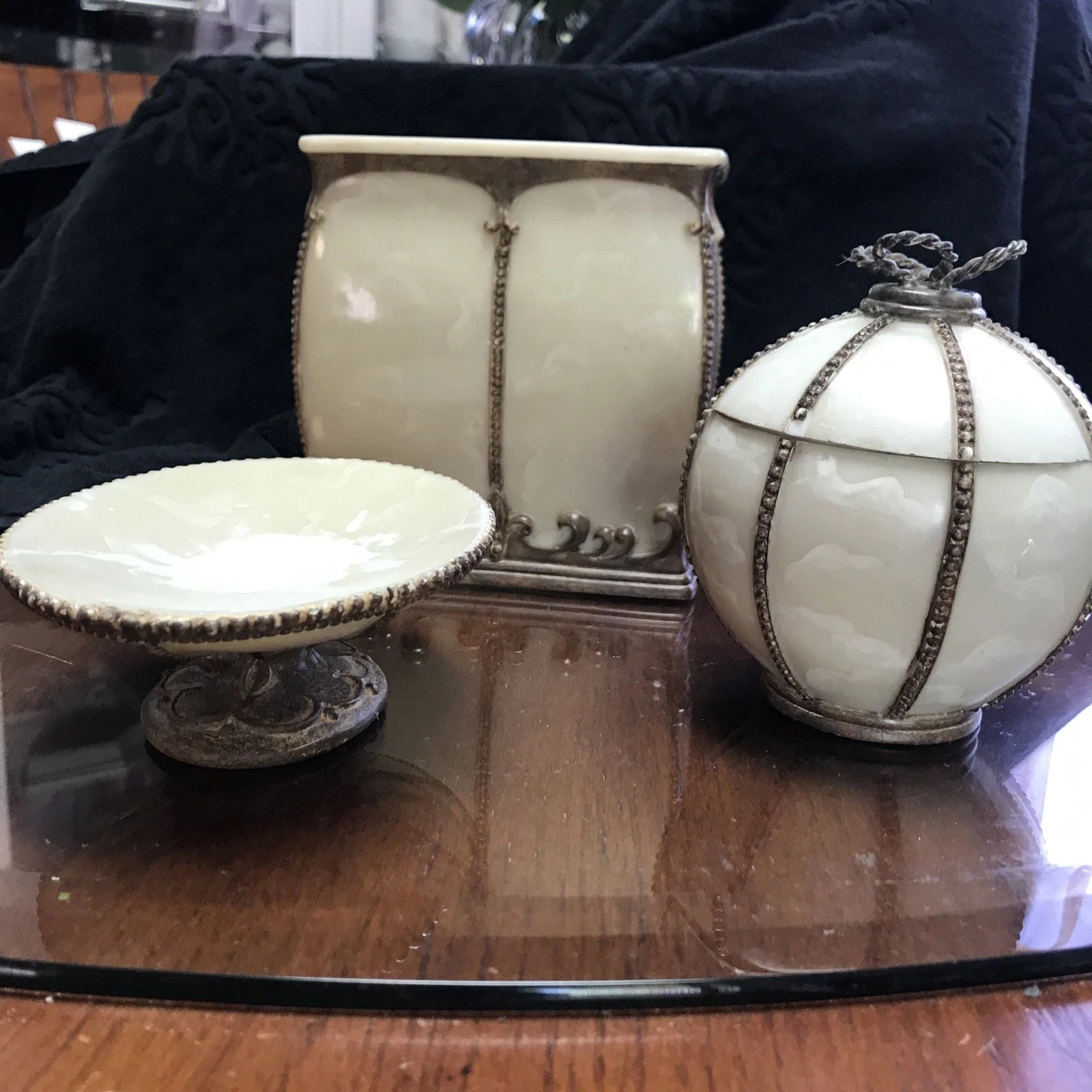 Vintage Croscill Romanza Tissue Cover, Soap Dish,Tinker Box Set | eBay