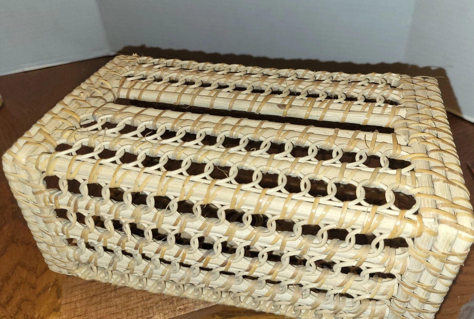 Vintage Wicker Tissue Box Cover Holder Woven Rattan Boho | eBay