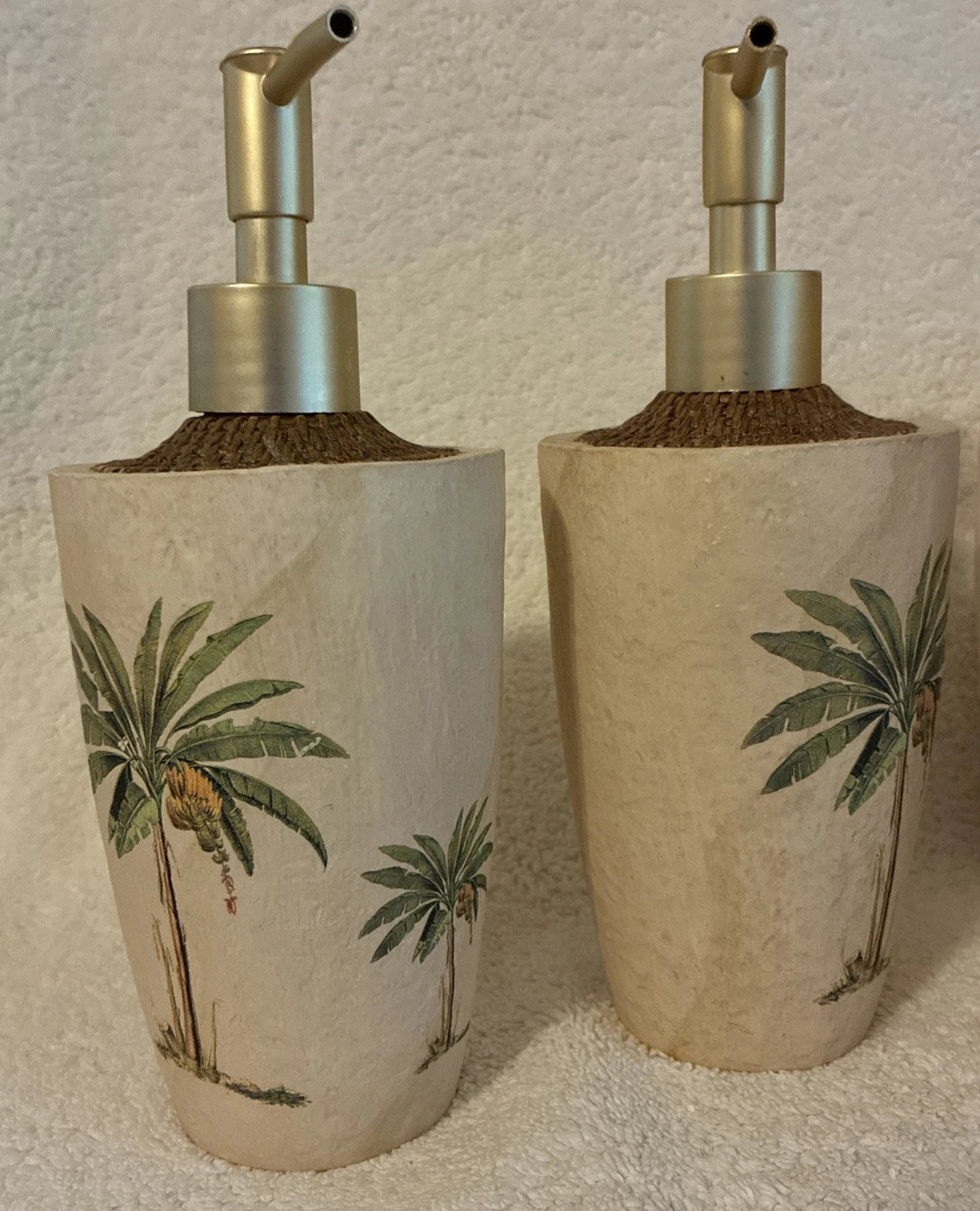Croscill Tissue Box Cover And Two Soap Dispensers West Palm Trees Hand painted | eBay
