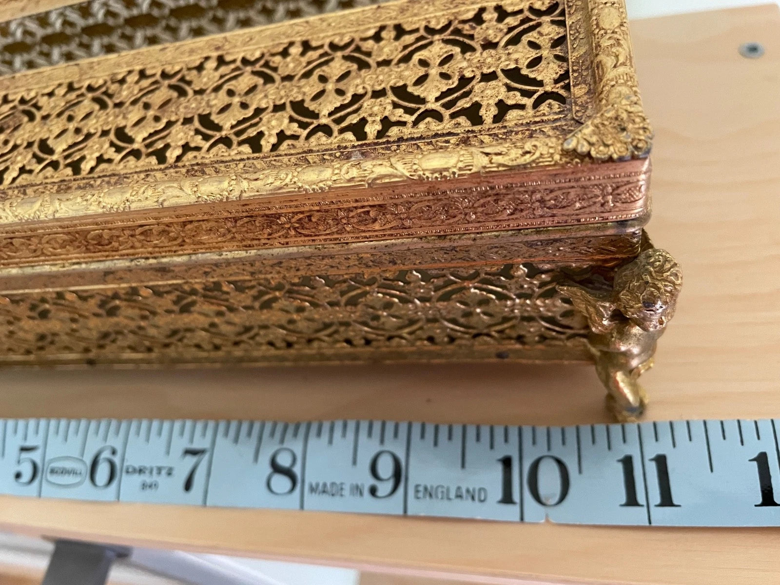 Vintage Gilt Filigree Metal Tissue Box Winged Cherub Feet Mid Century Modern | eBay