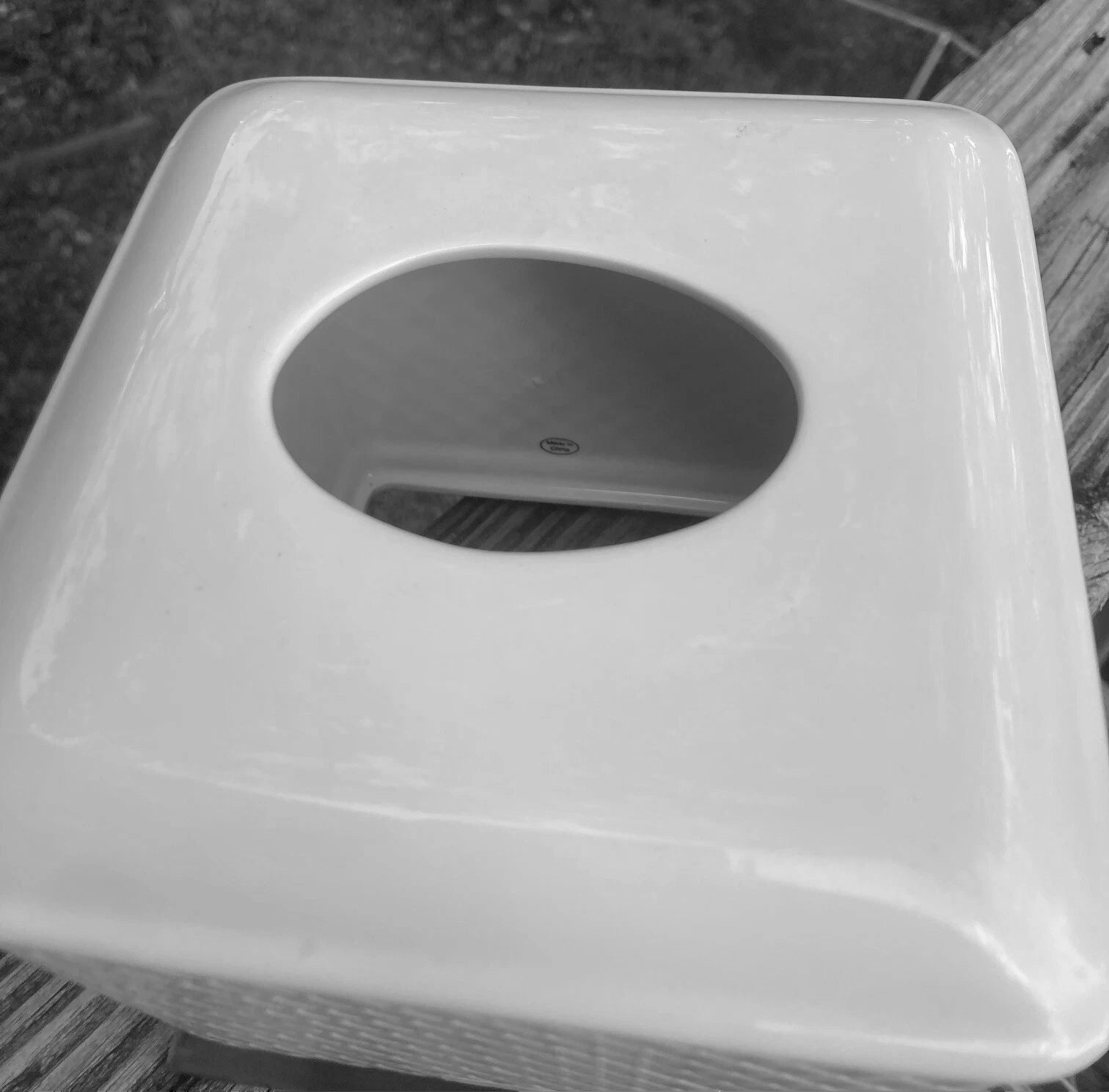 Raymond Waites Bath Tissue Box Cover White Geometric Silver Base Porcelain Retro | eBay