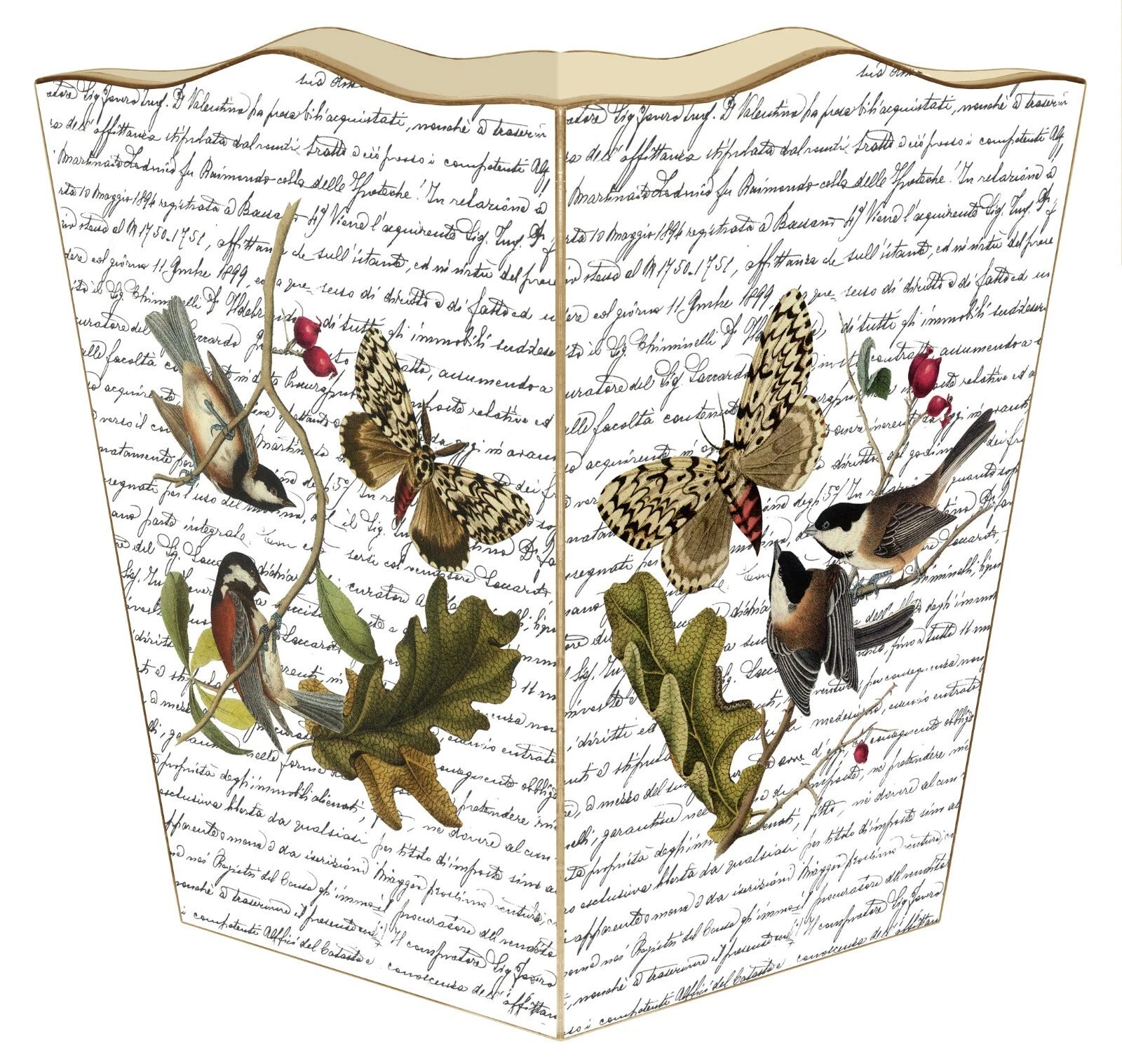 MARYE-KELLEY, "BIRDS & BUTTERFLIES on WRITING" CUBED TISSUE BOX COVER, 5", NEW | eBay