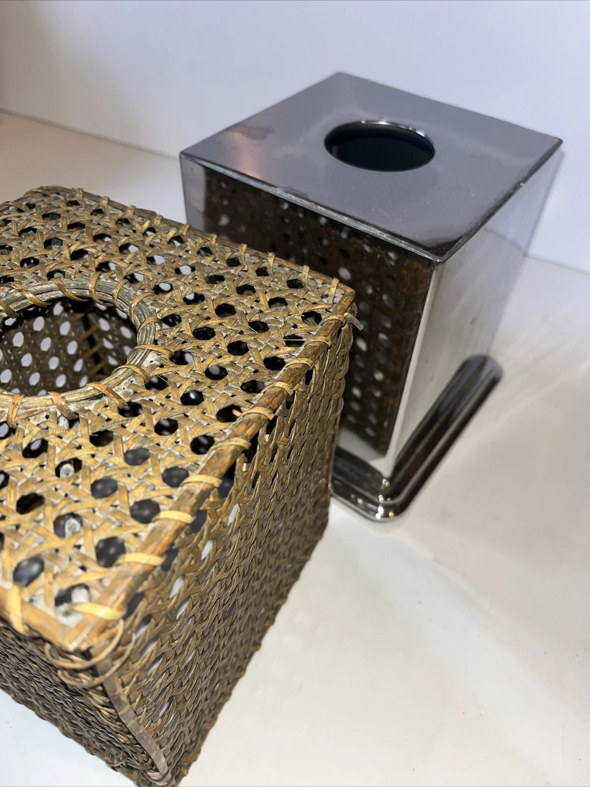 Tissue Holder Box Wicker Bamboo Rattan Cover Woven Square Natural Boho | eBay