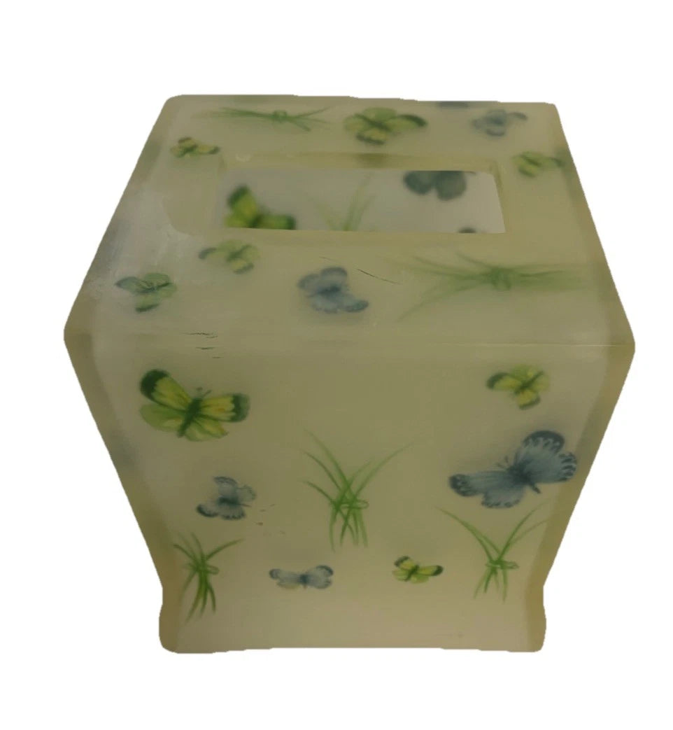 Glass Tissue Box Holder Butterflies Preowned Good Condition | eBay