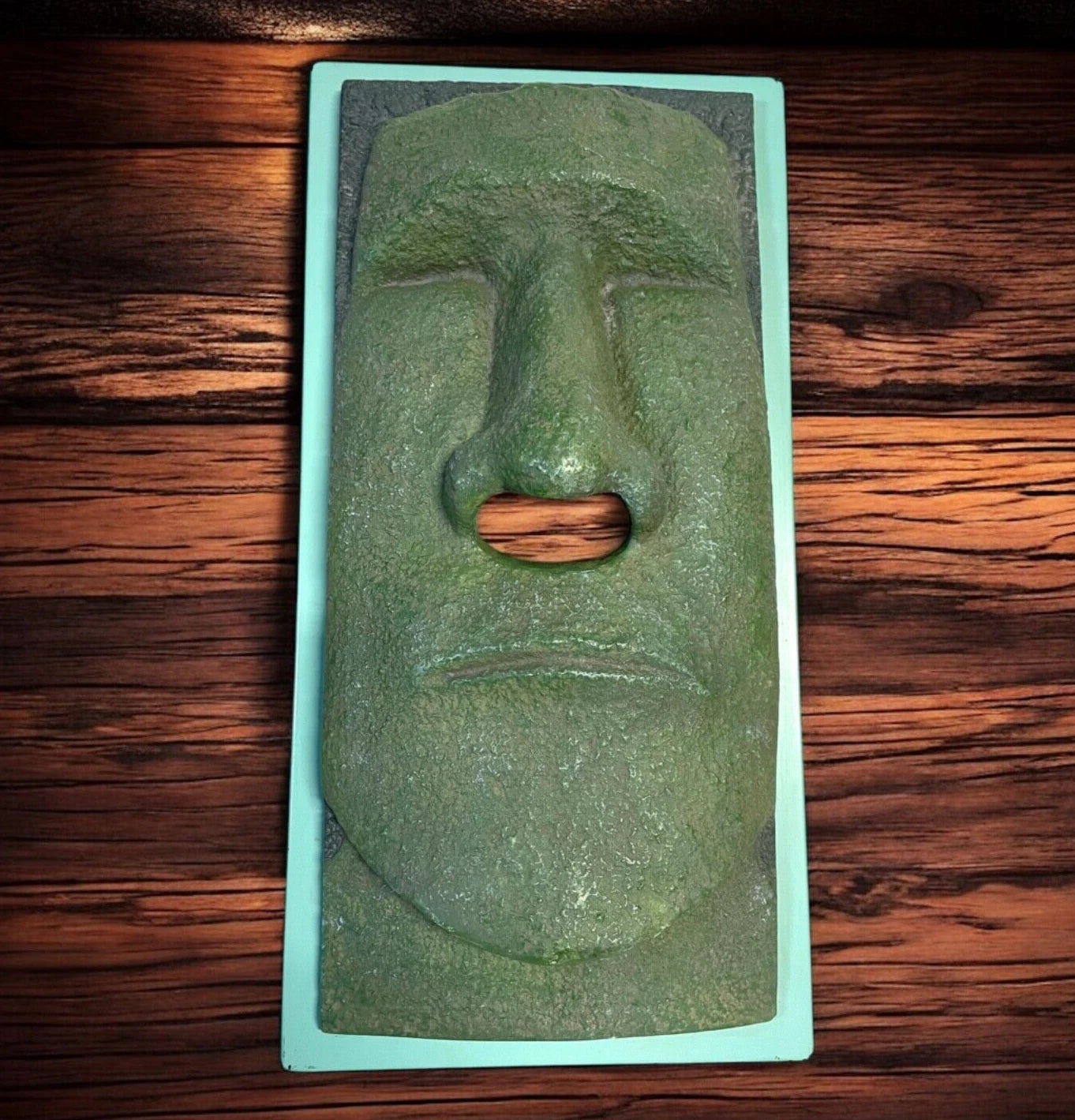 TIKI Faux Stone Tissue Box Cover Green Face Easter Island Moai Rotary Hero | eBay