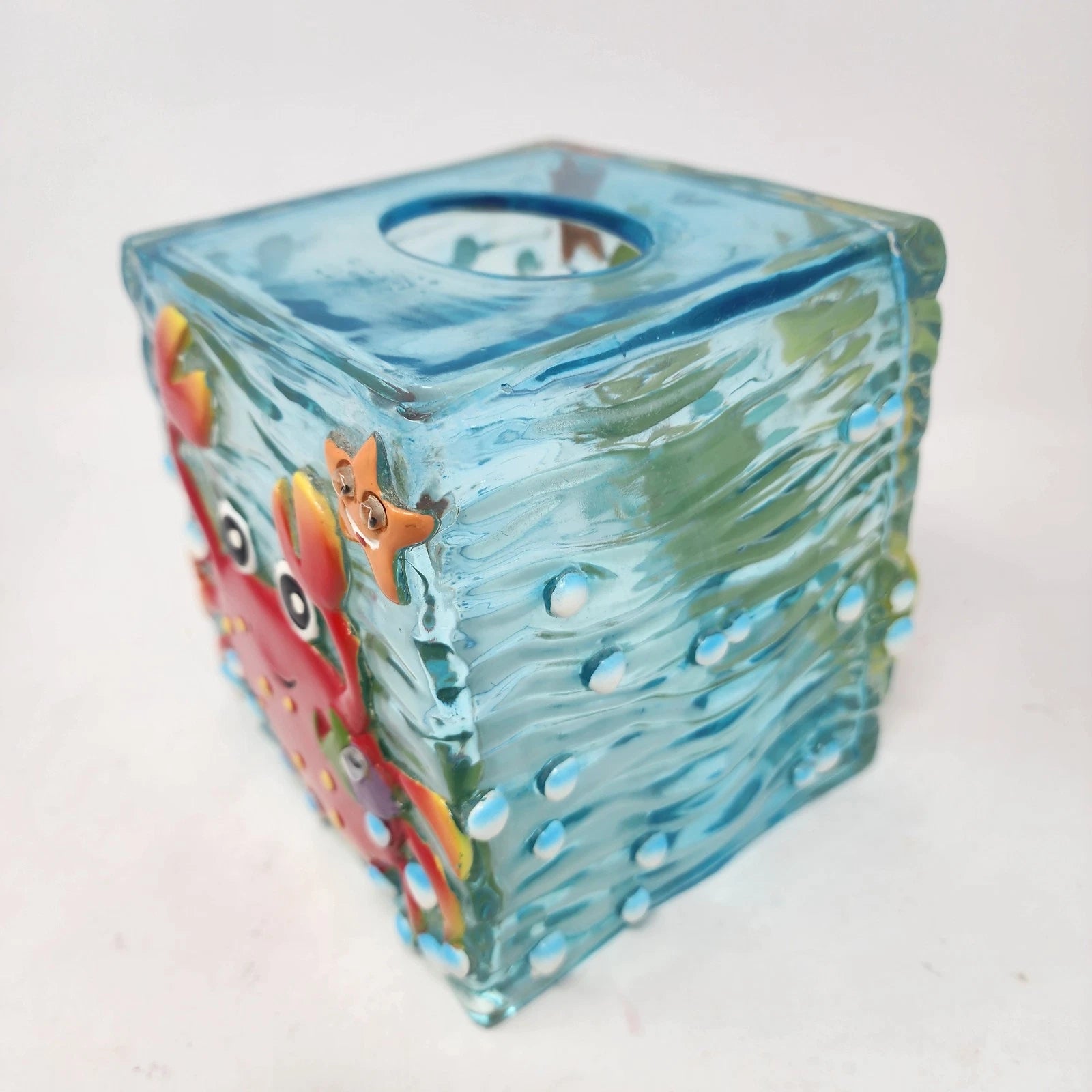 Target Do Your Room Sea Life Blue Acrylic Tissue Box Cover 3D Crab Starfish 6x5 | eBay