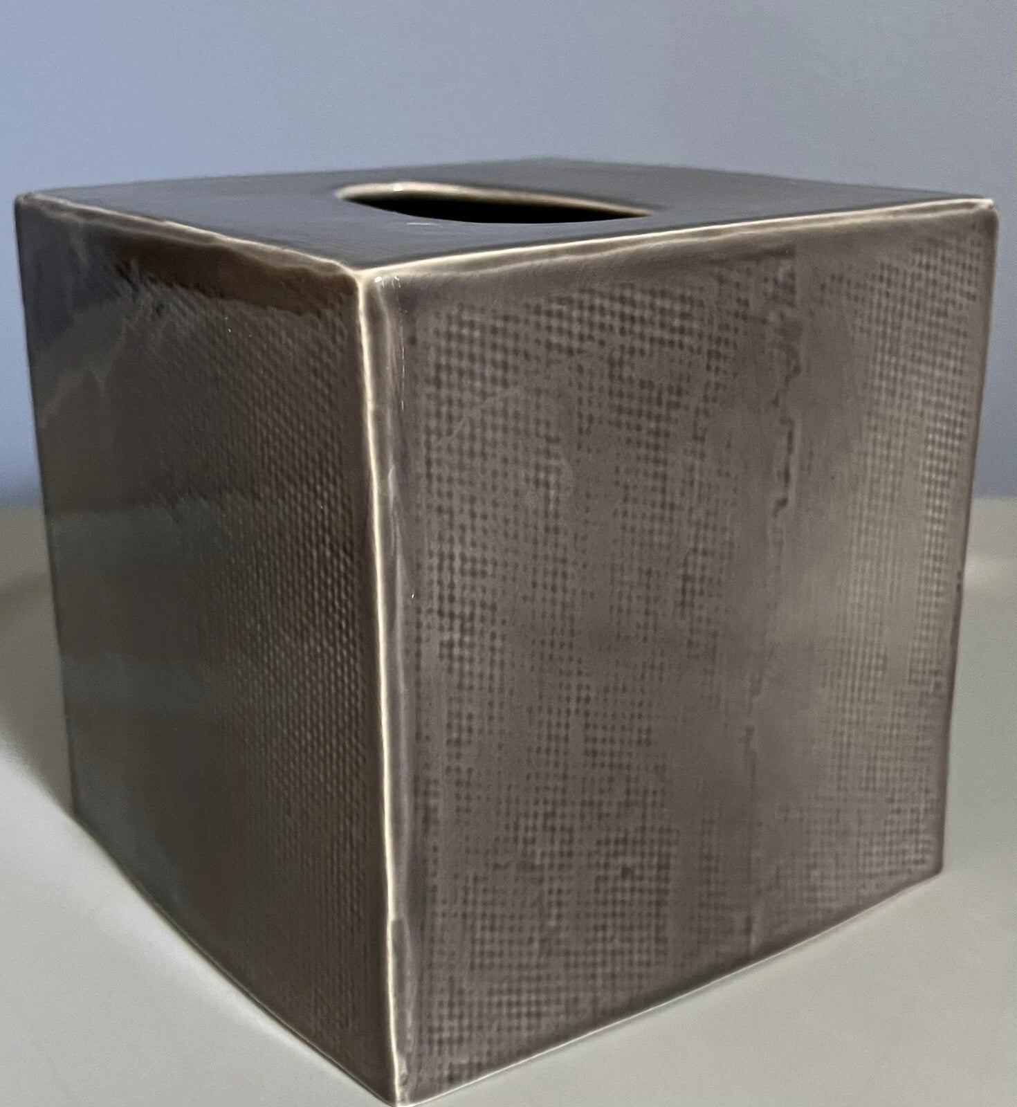 Pigeon & Poodle Cordoba Gray Burlap Tissue Box Square Ceramic Made in Portugal | eBay