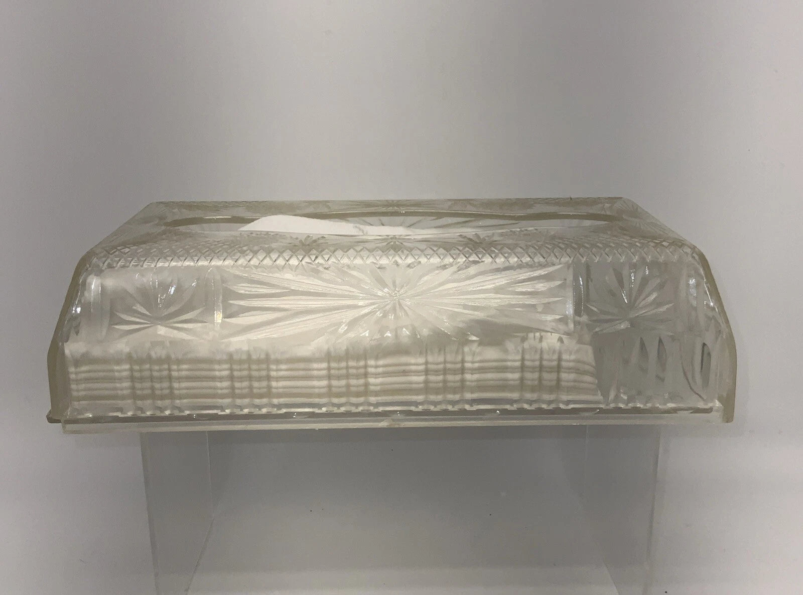 Vintage 1960s MCM Tissue Box Cover Holder Starburst Acrylic Clear Plastic | eBay