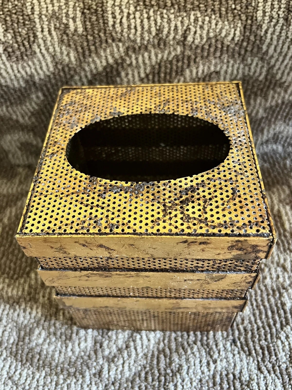 Vintage MCM Hollywood Recency Aged Gold Metal Square Tissue Box Cover | eBay