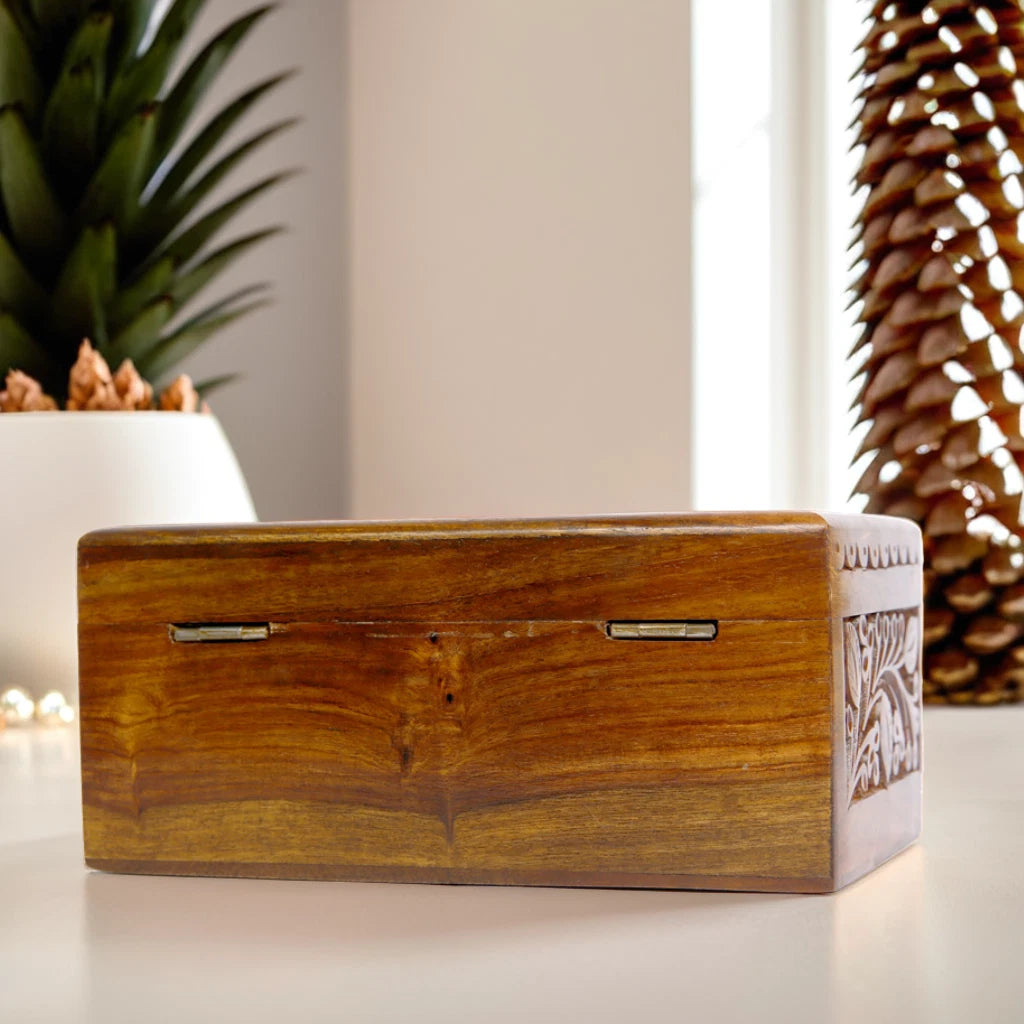 Wooden Tissue Box 8x5x4 – Hand-Carved Floral Design, Durable & Decorative | eBay