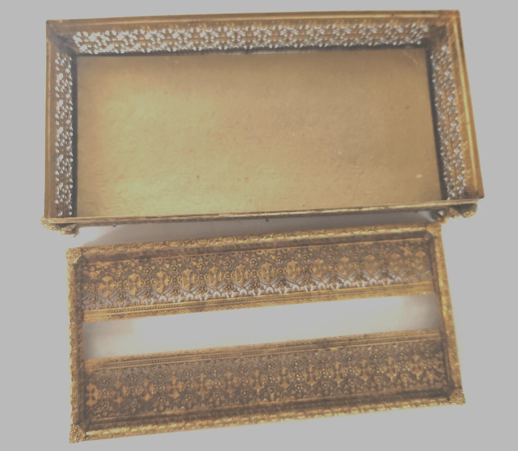 1940's Hollywood Regency Tissue Box Holder Cherub Feet Brass Filigree Gold Tone | eBay