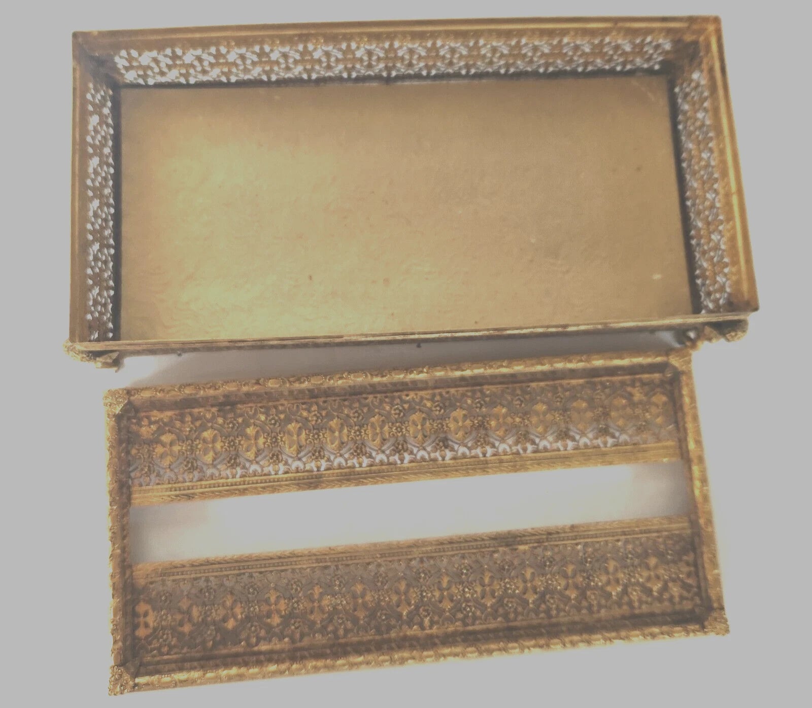 1940's Hollywood Regency Tissue Box Holder Cherub Feet Brass Filigree Gold Tone | eBay