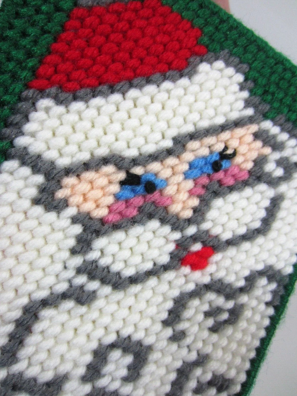 Vintage Handmade Needlepoint Christmas Tissue Box Cover Santa Claus Square MINTY | eBay