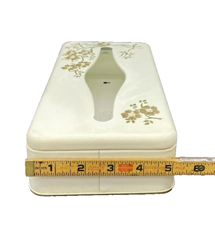 Vintage Ransburg 1950s Retro Hand Painted White and Gold Metal Tissue Box | eBay