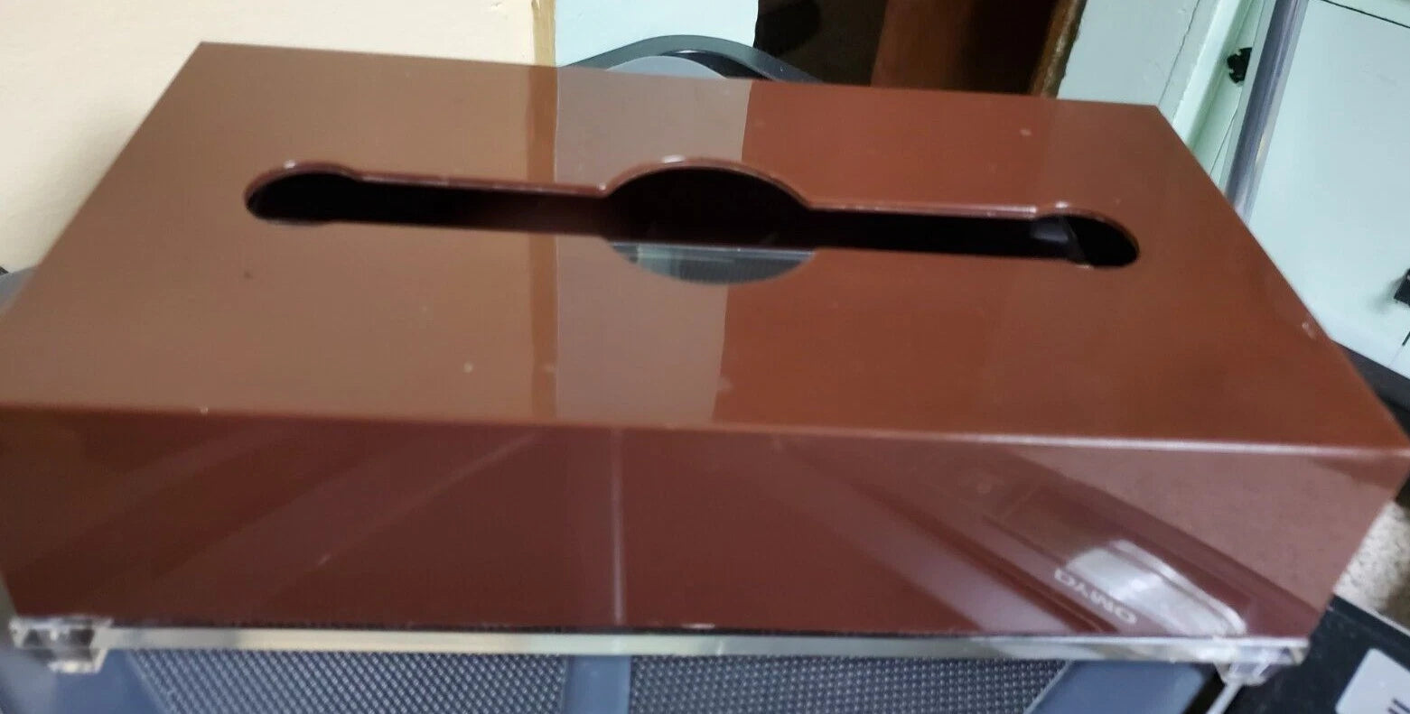 VINTAGE MCM TISSUE BOX HOLDER BROWN ACRYLIC LUCITE | eBay