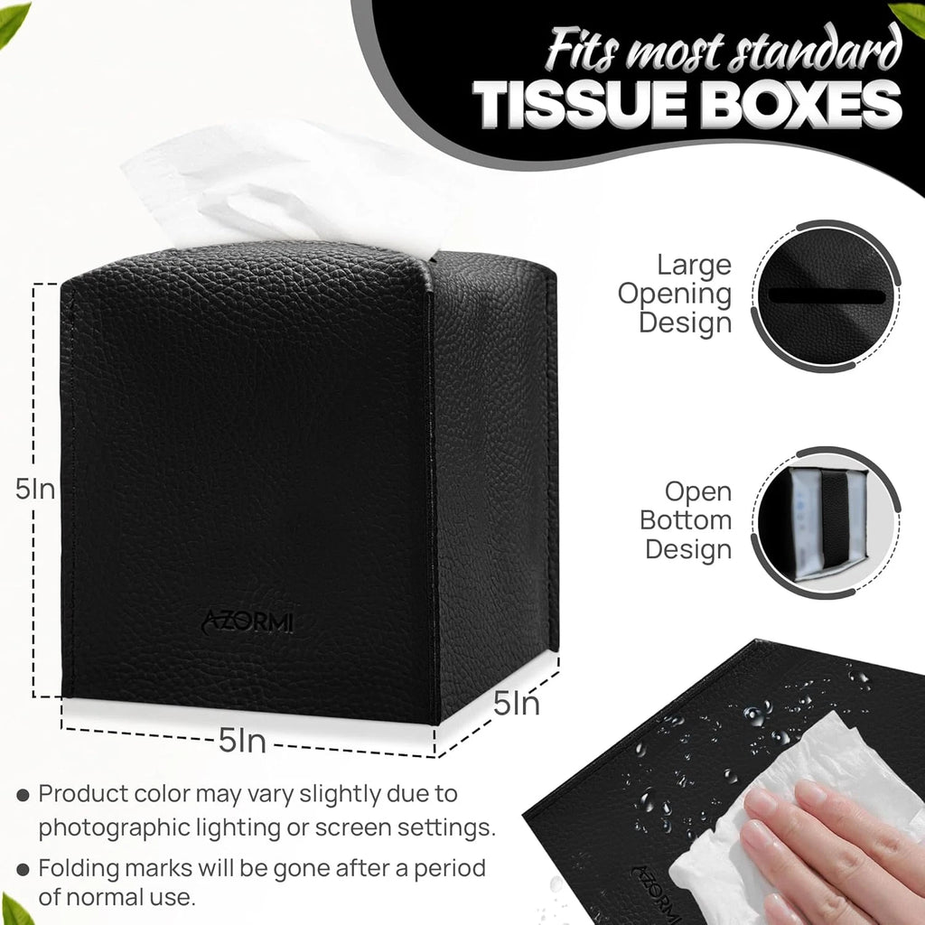 Tissue Box Cover Holder, PU Leather Tissue Box Cover Square with Bottom Belt, Cu | eBay