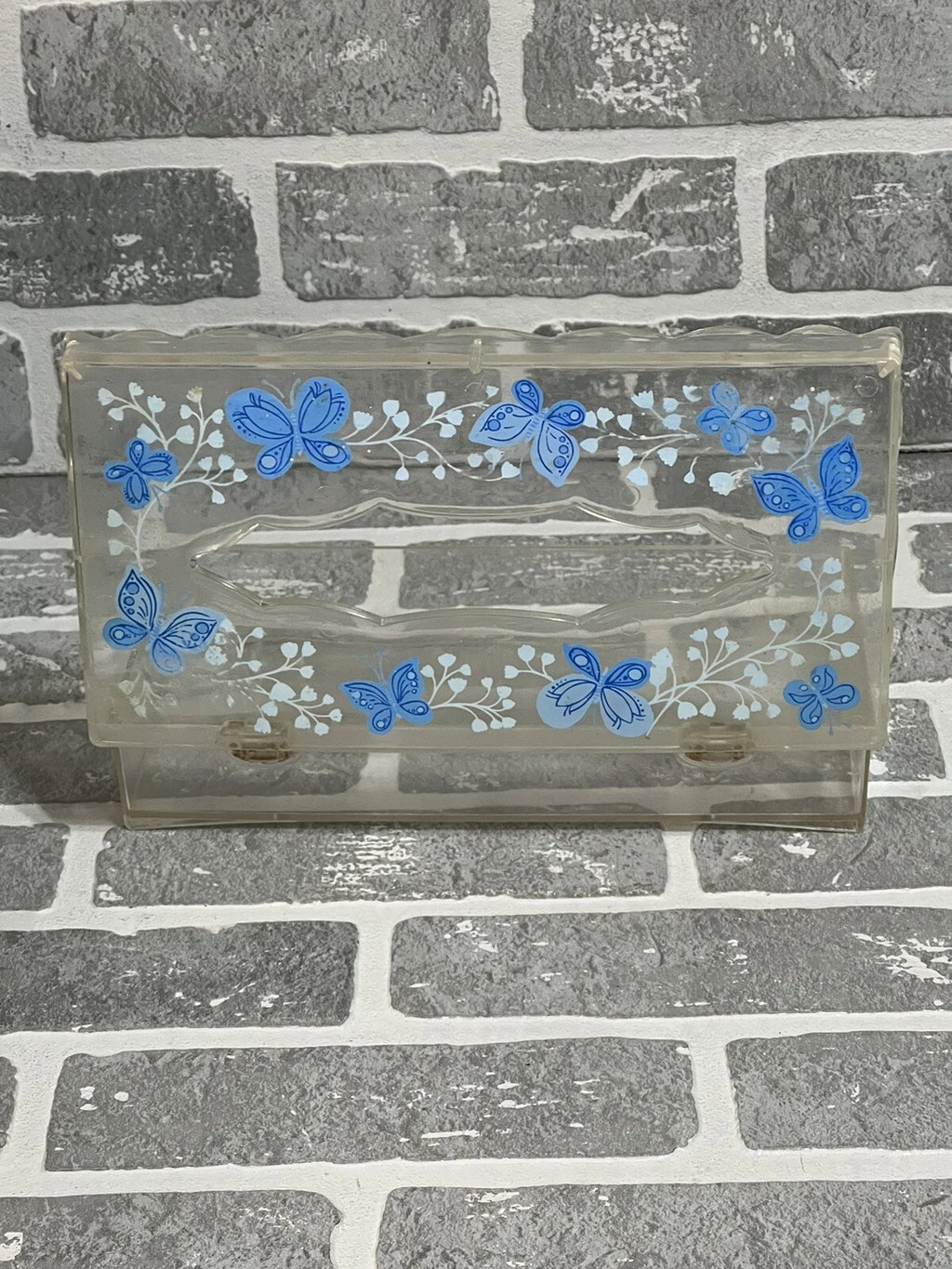 Vintage Wolff Products Co Clear Plastic Tissue Box Painted Butterfly Hinged Lid | eBay