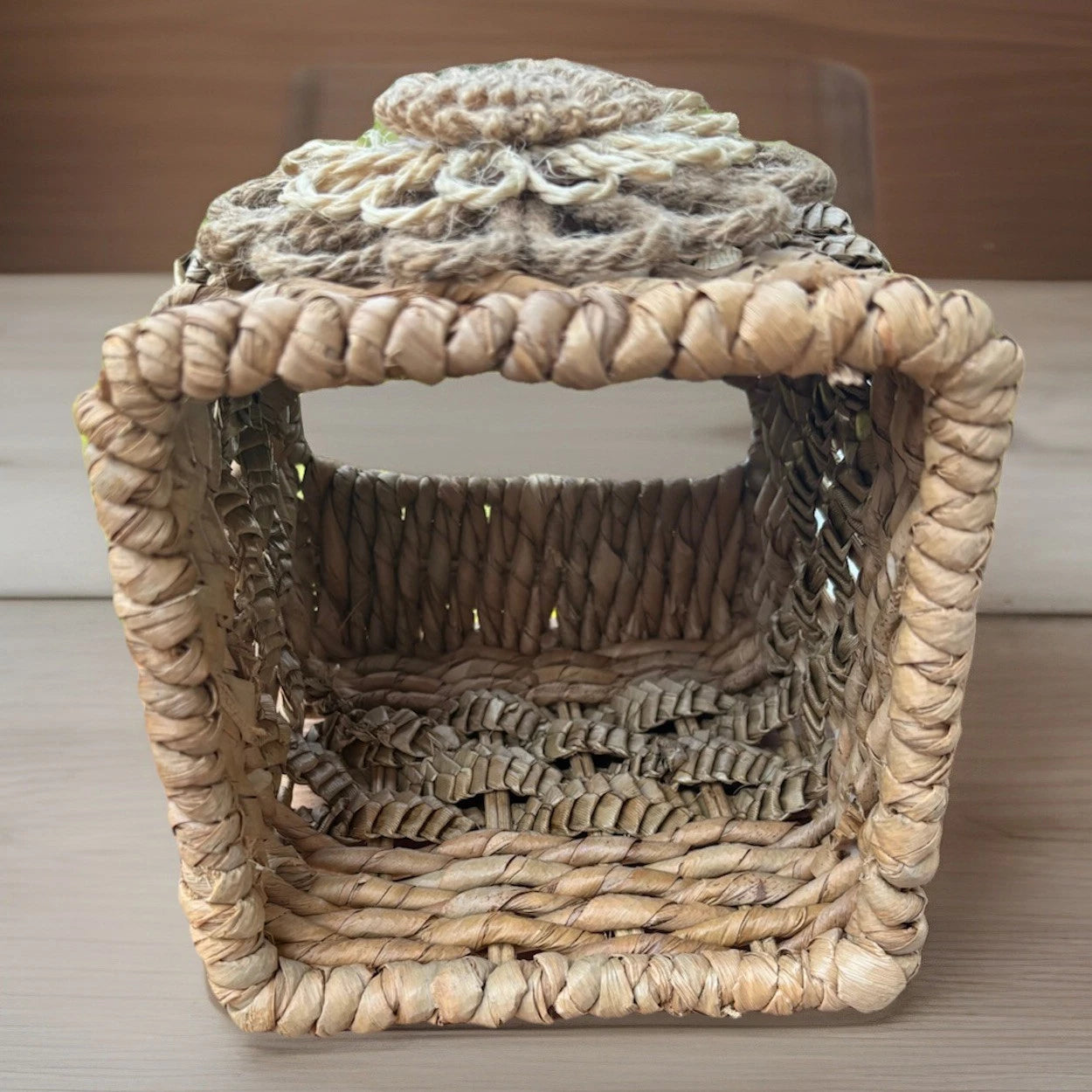 Vintage Rattan Wicker Jute Square Tissue Box Holder Flower Daisy Boho 6.5" X 6" | eBay