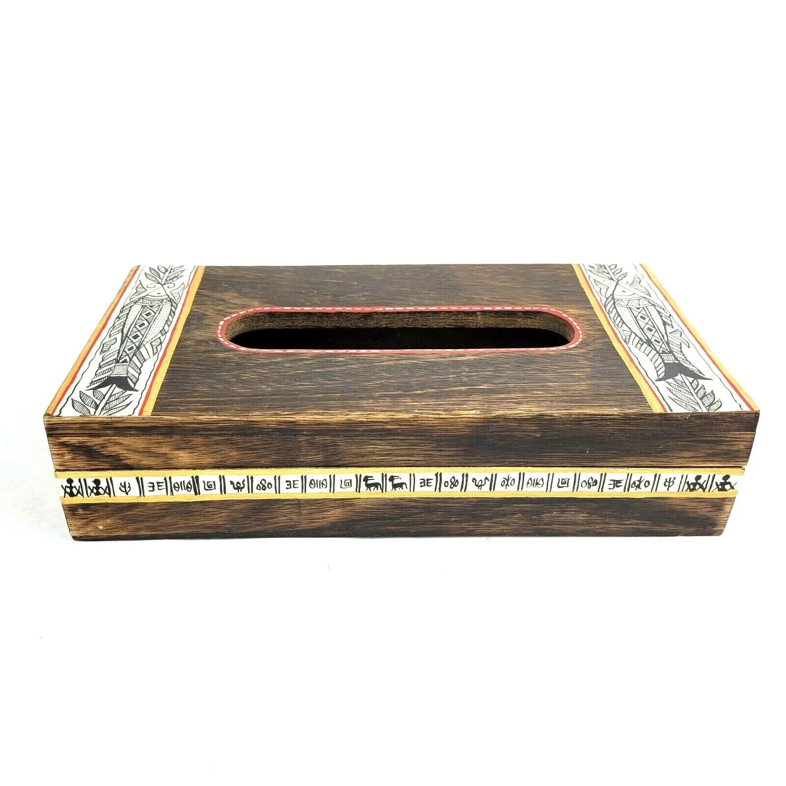 Wood Tissue Box Hand Painted Holder Boho Rustic Decor Hinged Tissue Paper Holder | eBay