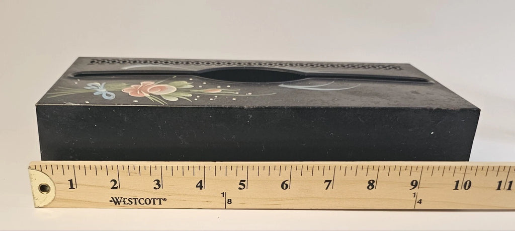 Vintage Black Toleware Metal Tissue Box Holder Shabby Chic Rectangular Hanging | eBay