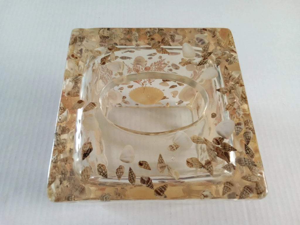 Vintage Lucite Acrylic Sea Shells Tissue Box Cover 6" Square | eBay